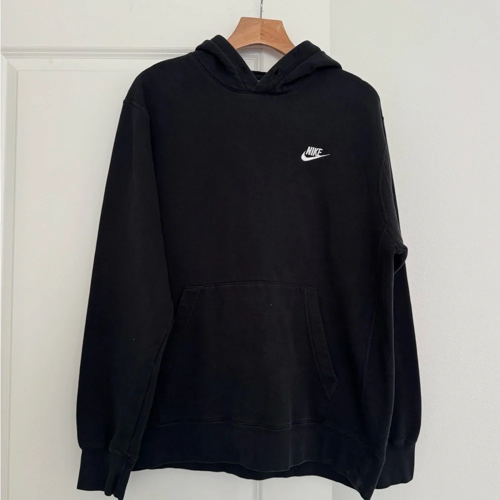 Nike men’s black basic hooded hoodie sweatshirt sweater size large - Picture 1 of 4